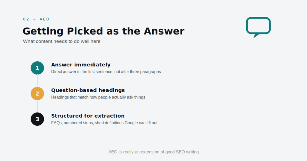 AEO answer engine optimization content requirements